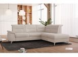 Ecksofa SIT & MORE "Astoria L-Form", beige (nature), B:256cm H:91cm T:225cm, 100% Polyester, Sofas, Ecksofa, wahlweise mit motorischer Relaxfunktion