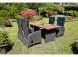 Garten-Essgruppe GARDEN PLEASURE "Tischgruppe »BRAGA Set 07«", braun (weidengrau, schwarz, silberfarben), Kissenbezug: 100% Polyester, Sitzmöbel-Sets, Garten-Essgruppe, 4 Sessel, mit Gasfedern, Tisch LxB: 180x90 cm, inkl Auflagen