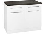 Unterschrank WIHO KÜCHEN "Unna", weiß (front und korpus: weiß, arbeitsplatte: granit schwarz), B:100cm H:85cm T:60cm, Schränke, Unterschrank, 100 cm breit