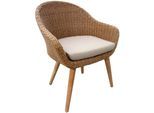 Gartenstuhl GARDEN PLEASURE "CARSON", braun (braun, braun, cognac), B:62cm H:84cm T:66cm, Kunststoff, Stühle, Gartenstuhl, 2er Set, mit Auflage