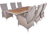 Garten-Essgruppe GARDEN PLEASURE "Tischgruppe »BRAGA Set 01«, weidenbraun", braun (weidenbraun, grau, schwarz), Aluminium, Holzwerkstoff, Wicker/Kunststoffgeflecht, Sitzmöbel-Sets, Garten-Essgruppe, 6 Sessel, mit Gasfedern, Tisch LxB: 220x100 cm, inkl Auflagen