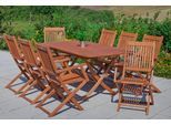 Garten-Essgruppe MERXX "»Rio«", beige (natur, natur, natur), Massivholz, Sitzmöbel-Sets, Garten-Essgruppe, Ausziehtisch:, klappbar LxB: 110-160 x 90 cm