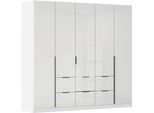 Drehtürenschrank OTTO HOME "Kleiderschrank Kleiderschränke Schrank Garderobe AGORDO mit Glasfront", weiß (alpinweiß, glas kristallweiß), B:226cm H:229cm T:54cm, Holzwerkstoff, Schränke, Drehtürenschrank, mit Außenschubkästen, in 7 Breiten und 2 Höhen MADE IN GERMANY