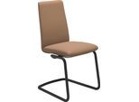 Polsterstuhl STRESSLESS "Laurel", braun (latte batick, schwarz matt), B:53cm H:92cm T:59cm, Leder BATICK: BATICK ist ein leicht korrigiertes, durchgefärbtes und genarbtes Möbelleder, bei dem die meisten Unebenheiten und Spuren in der Regel entfernt wurden., Stühle, Polsterstuhl, Low Back, Größe M, mit Beinen aus Stahl in Schwarz matt