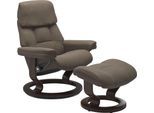 Relaxsessel STRESSLESS "Ruby", braun (mole batick), B:88cm H:99cm T:77cm, Leder BATICK: BATICK ist ein leicht korrigiertes, durchgefärbtes und genarbtes Möbelleder, bei dem die meisten Unebenheiten und Spuren in der Regel entfernt wurden.;Leder PALOMA: PALOMA ist ein durchgefärbtes Semianilin-Möbelleder mit natürlicher Narbung., Sessel, Relaxsessel, mit Classic Base, Größe L, Gestell Eiche, Wenge,