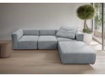 3-Sitzer HOME AFFAIRE "Utvik kann individuell zusammengestellt werden", grau, B:301cm H:69cm T:108cm, 95% Polyester, 5% Nylon, Sofas, 3-Sitzer, Modulsofa, bestehend aus 2 Eck-, 1 Mittelelement und 1 Hocker