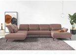 Wohnlandschaft SIT & MORE "Coco U-Form", rosa (altrosa), B:382cm H:88cm T:242cm, 95% Polyester, 5% Polyamid, Sofas, Wohnlandschaft, Sitztiefen-, Arm- und Kopfteilverstellung, Cord-Bezug, Fußhöhe 15 cm