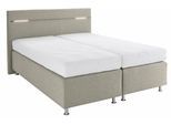 Boxspringbett, beige (struktustoff dunkelbeige), mit LED-Beleuchtung, Liegefläche B/L: 160cm x 200cm, H3, Bonnell-Federkernmatratze, Bezug Unterbox und Kopfteil: Strukturstoff (77% Polyester und 23% Viskose);Bezug Obermatratze 100% Polyester, waschbar bis 60C, WESTFALIA SCHLAFKOMFORT, Komplettbetten, Boxspringbett, wahlweise mit LED-Beleuchtung