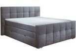 Boxspringbett HOME AFFAIRE "Rosà", silber (silberfarben), B:204cm L:224cm, Komplettbetten, Boxspringbett, H3/H3, H3/H4, H4/H4 möglich