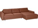 Ecksofa TRENDMANUFAKTUR "Bourbon II, hoher Sitzkomfort, extrabreite Recamiere für Relaxkomfort", braun (picante), B:303cm H:84cm T:176cm, 100% Polyester, Sofas, Ecksofa, wahlweise mit Bettfunktion und Bettkasten, zeitlos und elegant, L-Form