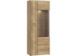 Vitrine FORTE "Akinori", braun (mauvella eiche), B:75,1cm H:197,6cm T:41,8cm, Holzwerkstoff, Schränke, Vitrine, Highboardvitrine, Glastüre, Soft Close, MDF Front, Metallgriffe