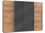 Schwebetürenschrank WIMEX "Level by fresh to go", grau (plankeneichefarben, grauglas), B:300cm H:216cm, Schränke, Schwebetürenschrank, mit Glastüren und Synchronöffnung
