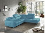 Ecksofa EGOITALIANO "Matt, hoher Sitzkomfort und aufwendige Detailverarbeitung, L-Form", blau (türkis), B:285cm H:100cm T:221cm, Leder »BULL« (echtes Rindsleder). Geschliffenes, pigmentiertes und behandeltes Rindsleder mit einer Dicke von 1, 3-1, 5 mm. Dieses Leder zeigt eine ziemlich weiche Hand mit einem halb undurchsichtigen Aussehen. Es handelt sich um ein geschütztes Leder. Eine leichte Decks