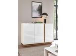 Sideboard HOME AFFAIRE "CLAiR Sideboard 52", weiß (weiß hochglanz, grandson oak), B:138cm H:91cm T:40cm, Holzwerkstoff, Sideboards, Sideboard, Breite 138 cm