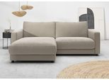 Ecksofa HOME AFFAIRE "Ecksofa Jiro, L-Form, große Sitztiefe, Breite 226 cm", taupe, B:226cm H:85cm T:190cm, 85% Polyester, 15% Viskose, Sofas, Ecksofa, lose Sitz- & Rückenkissen, weicher Polsteraufbau, komfortabel & modern