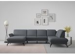 Wohnlandschaft SIT & MORE "Fashion U-Form", grau (dunkelgrau), B:338cm H:84cm T:207cm, Sofas, Wohnlandschaft, wahlweise mit Kopfteilverstellung, Vorziehsitz, motorisch, Metallfüße