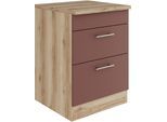Kochfeldumbauschrank OPTIFIT "Bella", rot (rostrot, wildeiche, wildeiche), B:60cm H:84,8cm T:60cm, Holzwerkstoff, Schränke, Kochfeldumbauschrank, Breite 60 cm, für Kochfelder, 2 Auszüge