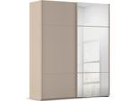 Schwebetürenschrank RAUCH "Kleiderschrank Schrank Garderobe Schlafzimmerschrank SCALE-TRIO", grau (fango, griffleisten fango), B:181cm H:223cm T:68cm, Holzwerkstoff, Schränke, Schwebetürenschrank, edle dreigeteilte Front mit 2 Zierleisten und Spiegel MADE IN GERMANY