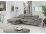 Ecksofa COTTA "Kitty L-Form, B: 242 cm", grau (schwarzgrau), B:244cm H:72cm T:166cm, Microfaser (100% Polyester);Flachgewebe (100% Polyester), Sofas, Ecksofa, mit Kopfteilverstellung, optional Bettfunktion & Bettkasten