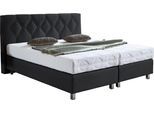 Boxspringbett "Phönix", schwarz, B:215cm L:210cm, Bezug Bett: Microvelours (100% Polyester) oder Feinstruktur (100% Polyester);Bezug Bonnell-Federkernmatratze: 100% Polyester;Bezug Kaltschaummatratze: 100% Polyester;Bezug Tonnentaschenfederkernmatratze: 80% Baumwolle, 20%Polyester, WESTFALIA SCHLAFKOMFORT, Komplettbetten, Boxspringbett