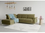 Ecksofa SIT & MORE "Sinatra L-Form", grün (olive), B:251cm H:85cm T:220cm, 98% Polyester, 2% Polyamid, Sofas, Ecksofa, mit Ottomane, optional mit Kopfteilverstellung und Armteilfunktion