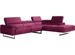 Ecksofa EGOITALIANO "Malika, elegant und bequem, Designsofa, L-Form", pink (fuchsia), B:300cm H:94cm T:107cm, Sofas, Ecksofa, mit Ottomane, inkl. Kopfteilverstellung und chromfarbenen Metallfüßen