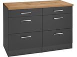 Unterschrank KOCHSTATION "KS-Kehl", grau, B:120cm H:85cm T:60cm, MDF, Schränke, Unterschrank, Breite 120 cm