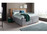 Boxspringbett HOME AFFAIRE "Cup", grau (light grau), B:230cm L:206cm, Bezug: Luxus-Microfaser (100% Polyester);Bezug: Microfaser (100% Polyester), Komplettbetten, Boxspringbett, mit Massivholzrahmen, mit Topper, in 2 Härtegraden, in 3 Breiten