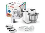 BOSCH Küchenmaschine "MUMS2EB01 MUM Serie 2", grau (weiß grau), B:26,6cm H:26,6cm T:27,7cm, Küchenmaschinen, Durchlaufschnitzler, 3 Reibescheiben, Patisserieset Edelstahl, Küchenmaschine
