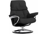 Relaxsessel STRESSLESS "Ruby", schwarz (schwarz batick), B:76cm H:100cm T:75cm, Leder PALOMA: durchgefärbtes Semianilin-Möbelleder;Leder BATICK: durchgefärbtes und genarbtes Möbelleder, Sessel, Relaxsessel, mit Signature Base, Größe S, Gestell Eiche, Wenge, Braun & Schwarz