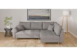 Ecksofa HOME AFFAIRE "CHARRE L-Form mit Ottomane, Maße B/T/H: 231/161/81 cm", grau (hellgrau), B:231cm H:81cm T:161cm, 100% Polyester, Sofas, Ecksofa, feine Steppung, lose Rücken- und Zierkissen, auch in Cord und Bouclé
