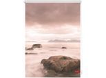 Seitenzugrollo LICHTBLICK ORIGINAL "Rollo Klemmfix, ohne Bohren, Verdunkelung, Stone - Grau Rot", grau (grau, rot, weiß), B:150cm H:60cm, Polyester, Rollos, Seitenzugrollo
