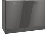 Spülenschrank KOCHSTATION "KS-Milan", grau (grau hochglanz), B:110cm H:82cm T:60cm, MDF, Schränke, Spülenschrank, Spülzentrum 110 cm, matte oder hochglänzende Fronten