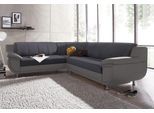 Ecksofa TRENDMANUFAKTUR "Rondo 3, zeitlos und modern, im Materialmix, L-Form", grau (grau, dunkelgrau), B:267cm H:85cm T:247cm, Luxus-Microfaser ALCAZAR;Struktur fein;Kunstleder SOFTLUX / Struktur (77% Polyester; 23% Polyacryl), Sofas, Ecksofa, wahlweise Federkern für hohen Sitzkomfort, wahlweise Bettfunktion