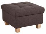 Hocker HOME AFFAIRE "Corby", braun (mittelbraun), B:64cm H:43cm T:64cm, Struktur fein (100% Polyester);Chenille (100% Polyester);NaturLEDER (echtes Rindsleder) auf Sitzfläche, Kunstleder im Korpus;Melrose (100% Polyester), Hocker, Hocker