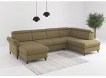 Wohnlandschaft SIT & MORE "Glendale, U-Form", braun (olive), B:321cm H:84cm T:193cm, 100% Polyester, Sofas, Wohnlandschaft, inkl. Kopfteilverstellung,wahlweise mit Vorziehsitz und Bettkasten