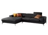 Ecksofa W.SCHILLIG "Piedroo, Designsofa mit tollem Sitzkomfort, elegant und bequem, L-Form", grau (anthrazit s37), B:303cm H:70cm T:193cm, Stoff S37 (100% Polyester): Luxus-Microfaser in Lederoptik, Sofas, Ecksofa, Kopfteilverstellung, wahlweise mit Sitztiefenverstellung, Breite 303cm