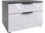 Nachtkommode WIMEX "level36 D by fresh to go", grau (korpus graphit, front lack weiß), B:54cm H:39cm T:41cm, Holzwerkstoff, Sideboards, Nachtkommode, mit soft-close Funktion und Lackfronten, 2 Schubladen