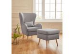 Sessel HOME AFFAIRE "Sallito, TV-Sessel, Ohrensessel mit", grau, B:76cm H:109cm T:85cm, Struktur Hahnentritt (67% Polypropylen, 33% Polyester);Samtoptik (100% Polyester);Fellimitat (100% Polyester);Samtcord (92% Polyester, 8% Polyamid);Struktur (100% Polyester);Struktur fein (100% Polyester), Sessel, Sessel, Hocker, in vielen Bezugsqualitäten, auch in Samtcord
