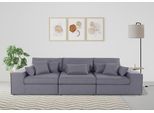 3-Sitzer OTTO HOME "Florid", grau (hellgrau), B:280cm H:75cm T:100cm, Baumwollmix (60% Baumwolle/40% Leinen);Struktur fein (100% Polyester);Samtoptik (100% Polyester);Samtvelours (100% Polyester);Struktur (100% Polyester);Struktur recycelt (100% recyceltes Polyester), Sofas, 3-Sitzer, 3 Teile, bestehend aus Modulen, viele Bezugsqualitäten, auch in Cord