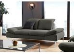 2-Sitzer W.SCHILLIG "enjoy&MORE", grün (hunter r66), B:202cm H:87cm T:110cm, Chenille-Flachgewebe R66 (85% Polyester, 15% Nylon);Longlife Xtra-Leder Z59: Glattleder mit modischer Prägung. Hautstärke 0, 9 - 1, 1 mm;Stoff S37 (100% Polyester), Sofas, 2-Sitzer, mit Sitztiefenverstellung, Füße silber matt, Breite 202 cm