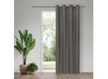 Vorhang GERSTER "Ranka" Gr. 1, grau (taupe), B:140cm H:245cm, Wirkware, Polyester, Gardinen, Vorhang, Verdunkelnder Ösenschal "Ranka"