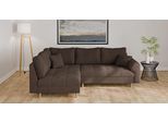 Ecksofa HOME AFFAIRE "CHARRE L-Form mit Ottomane, Maße B/T/H: 231/161/81 cm", braun, B:231cm H:81cm T:161cm, 92% Polyester, 8% Nylon, Sofas, Ecksofa, feine Steppung, lose Rücken- und Zierkissen, auch in Cord und Bouclé