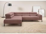 Ecksofa HOME AFFAIRE "Antonelli, L-Form, inkl. Kopfteilverstellung, Breite 276 cm", rosa (altrosa), B:276cm H:71cm T:219cm, 95% Polyester, 5% Nylon, Sofas, Ecksofa, ohne Sitztiefenverstellung, in Feincord, altrosa