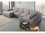Wohnlandschaft HOME AFFAIRE "Bloomfield, Mega Polsterecke, Breite 390cm, viel Platz, U-Form", grau, B:390cm H:84cm T:209cm, 92% Polyester 8% Nylon, Sofas, Wohnlandschaft, In verschiedenen Größen bestellbar
