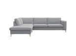 Ecksofa FLEXLUX "Fiore, Sitzaufbau mit hochwertigem Kaltschaum für mehr Sitzkomfort", grau (sophisto gre), B:273cm H:85cm T:225cm, 100% Polyester, Sofas, Ecksofa, breite Armlehnen, L-Form, Füße Alu/Eiche