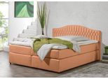Boxspringbett MAINTAL, orange (terra), Liegefläche B/L: 180cm x 200cm, H2 + H2, 7-Zonen-Kaltschaummatratze, Seitliche Einfassung Unterbox und Obermatratze: Mikrovelours (100% Polyester);Spiegelfläche der Unterbox und Obermatratze: 100% Polyester, Komplettbetten, Boxspringbett, in diversen Ausführungen