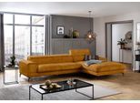 Ecksofa W.SCHILLIG "piedroo, Designsofa mit tollem Sitzkomfort, bequem, L-Form", gelb (brandy s37), B:343cm H:70cm T:193cm, Stoff S37 (100% Polyester): Luxus-Microfaser in Lederoptik, Sofas, Ecksofa, Kopfteilverstellung, wahlweise mit Sitztiefenverstellung, Breite 343cm