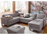 Wohnlandschaft HOME AFFAIRE "Earl U-Form", grau, B:292cm H:80cm T:204cm, Struktur fein (100% Polyester);Luxus-Microfaser ALTARA NUBUCK (100% Polyester);Luxus-Microfaser in Lederoptik (100% Polyester), Sofas, Wohnlandschaft, wahlweise auch mit Bettfunktion oder Bettfunktion mit Bettkasten