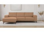 Ecksofa OTTO HOME "Polsterecke Oland, Struktur, Flachgewebe, Luxus-Microfaser, Boucle", light braun, B:280cm H:85cm T:152cm, 92%PES 8%NY, Sofas, Ecksofa, L-Form, 280 cm, Wellenunterfederung, Skandi-Design, Metallfüße